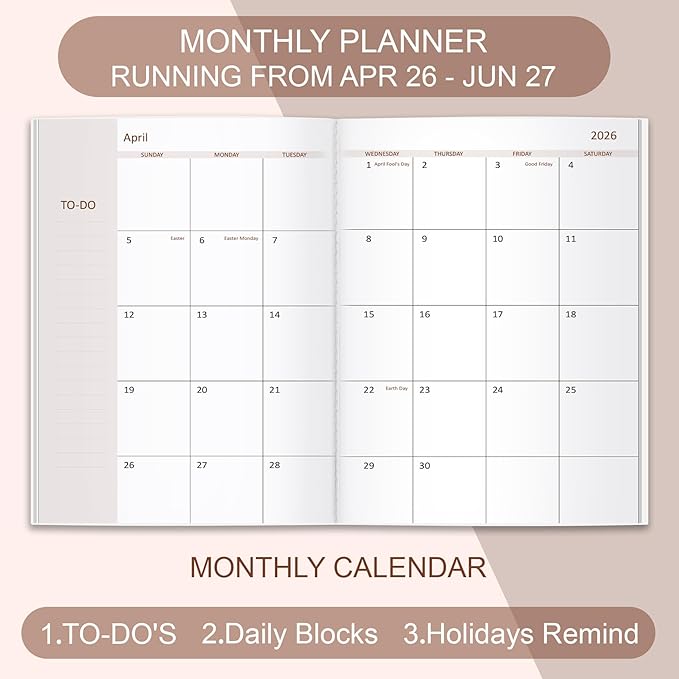 2026-2027 Monthly Planner - 15 Months Calendar from April 2026 - June 2027, Monthly Planner 2026-2027 Easy to Organize Your Daily Life, 7" x 10", Green