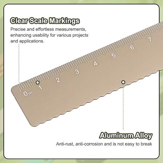 HARFINGTON Straight Ruler 20cm Metric Metal Aluminum Alloy Measuring Bookmark Clip Ruler Scale Tool for Measure Study Reading Classroom Office, Gold