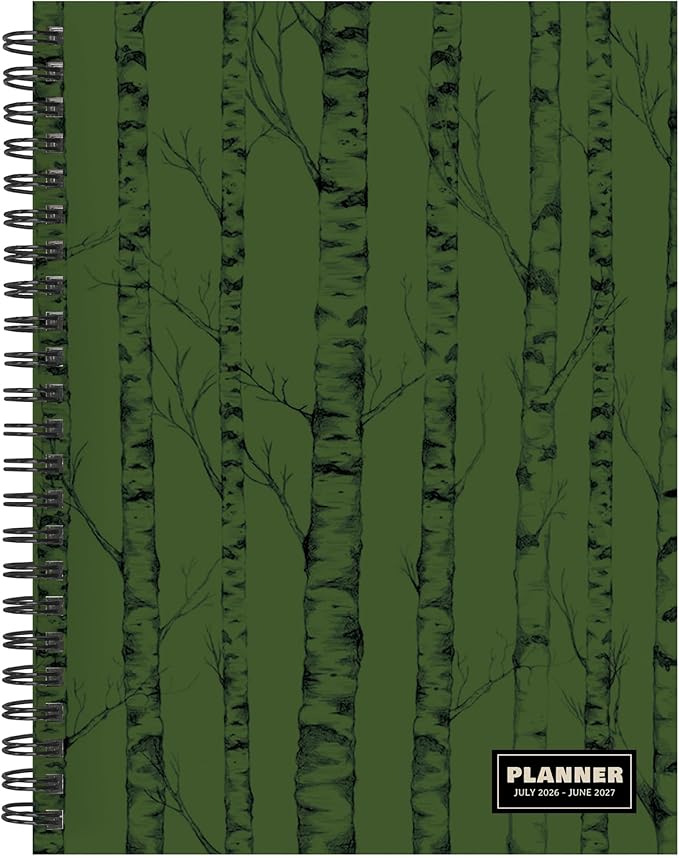 TF Publishing July 2026 - June 2027 Green Forest Medium Weekly Monthly Planner - 12 Month Academic Planner 2026-2027 with Durable Cover, Thick Uncoated Paper and Planning Stickers - 6.5 x 8in