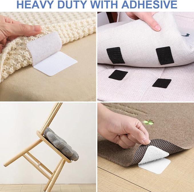 20 Sets Hook and Loop Strips with Adhesive - 2024 Upgrade ook and Loop Fastener Strips Heavy Duty Double Sided Sticky Picture Hanging Wall Mounting Tape Instead of Holes and Screws for Home and Office