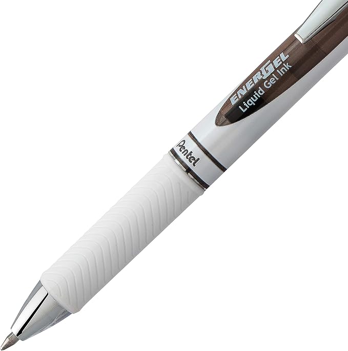 Pentel EnerGel Pearl Retractable Liquid Gel Pen, 0.7mm Black/Blue/Violet Ink, 12 Pack (BL77W12C)