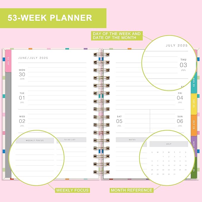 And Per Se Student Planner 2025-2026, Academic Planner July 2025 - June 2026, 8.5" × 6.2", Weekly & Monthly Lesson Plan for Students with Colorful Tabs & Stickers (Color Grid)