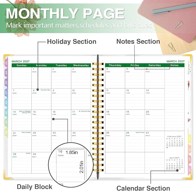 2026-2027 Teacher Planner - Lesson Plan Book for Teachers 26-27, 8.5"x11" Big Academic Planner from July 2026 to June 2027, Weekly & Monthly School Agendar Book with Tab,Stickers for Teachers Supplies