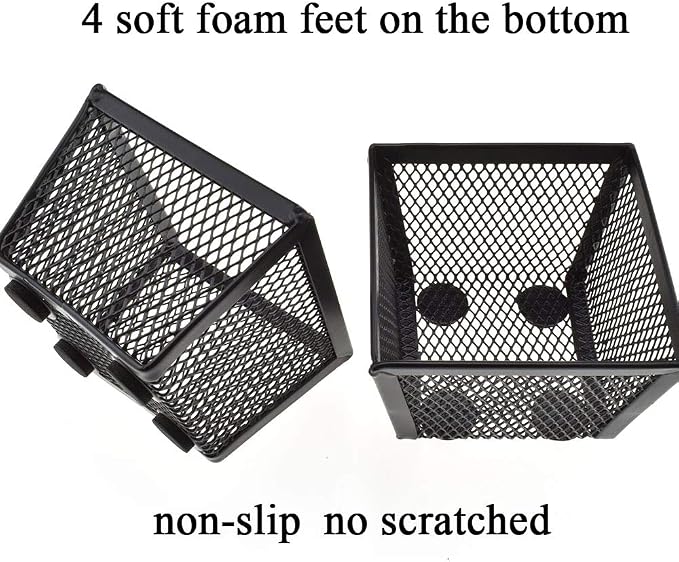 HAHIYO Stackable Paper Clip Mesh Holder cup 2.2" Height 2 Pack Black Sturdy PaperClip Holder Container for Desk Drawer Organizer Collection for Home Office School Soft Foam Feet No Sharp Edges