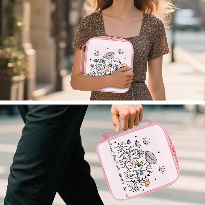 Bible Cover for Women, Bible Holder, Bible Cover With Handles, Bible Carrying Case, Bible Bags With Zipper and Pockets