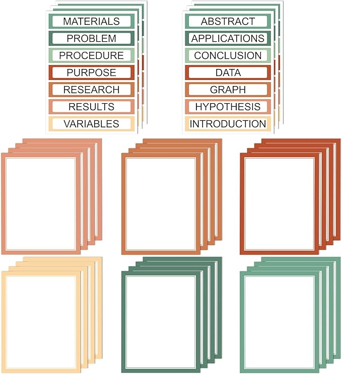24 Sheets Science Board Supplies 18 Self Adhesive Presentation Science Subtitles & 6 Project Titles Board Sticker for School Office Supplies(Boho Color)