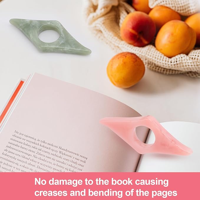 Kartterfly Thumb Page Holder for Reading 2Pack, Energy Pattern Thumb Bookmark, Book Opener Holder, Book Finger Page Holder, Book Accessories for Reading Lovers(Brown and Pinkish Pink）