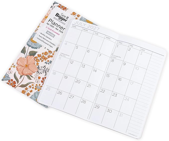 PlanAhead Pocket Planner Apr 2026 - Mar 2028-2 Year Daily Pocket Calendar for Purse - Fasion Floral Design - 6.75"x3.75" Monthly Planner With Flexible Cover, Yearly Overview, & Notes Pages