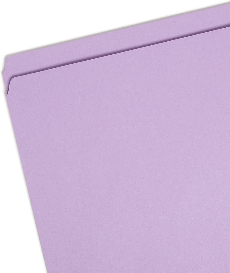 Smead File Folder, Reinforced Straight-Cut Tab, Letter Size, Lavender, 100 per Box (12410)