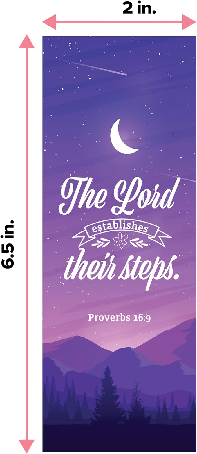 Decorably 100 Pack 2x6.5in Christian Bookmarks for Women and Men - 50 Scenery Designs Double-Sided Inspirational Verse Bible Book Markers - Journals, Bible, and Faithful Reflection