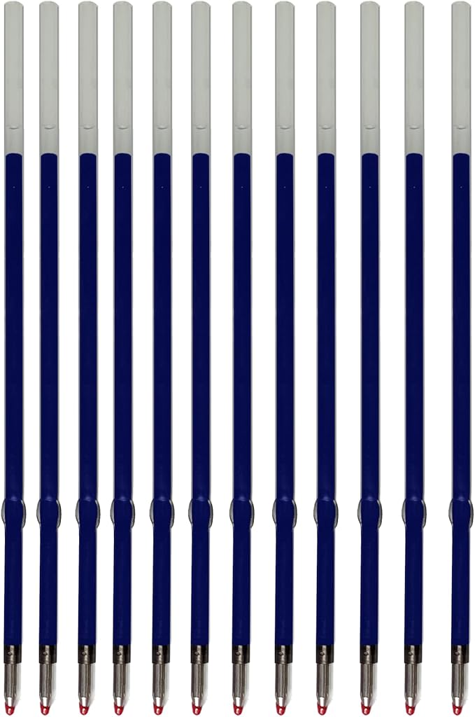 Pack of 12 Gel Blue Ink Refill for Retractable Pens, Medium Tip Point 0.7mm, Blue Ink, Fits Retractable Pen, Universal Size Refill, 115mm/11.5cm/4.5 inches (Blue,115mm)