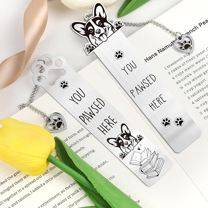 Corgi Bookmark Funny Dog Gift - Shejdgart 2PCS Funny Bookmark for Corgi Lovers Unique Dog Mom Book Mark Birthday Gifts for Puppy Lovers Bookworm Booknerd Women Friends Pet Owners Coworker