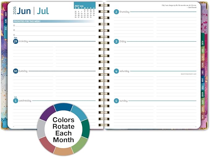 HARDCOVER Academic Year 2026-2027 Planner: 14 Months (May 2026 Through June 2027) 8.5"x 11" Daily Weekly Monthly Planner Yearly Agenda. Bookmark, Pocket Folder and Sticky Note Set (Rainbow Gold Marble)