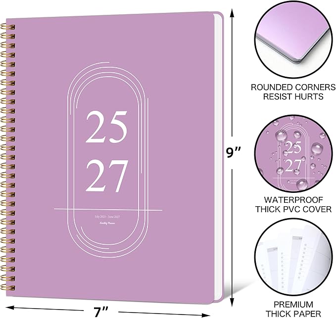 2026-2027 Monthly Planner, Jan 2026-June 2027, B5 (7" x 9"), 2 Year Monthly Planner, 24 month Calendar, Simple Calendar Planner Notebook Soft PVC Cover, Suitable for Schools & Offices, Purple