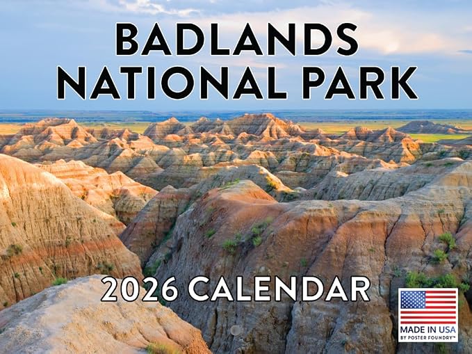 Badlands National Park Calendar 2026 Monthly Wall National Parks Gift Calender 12 Month | American Made In The USA