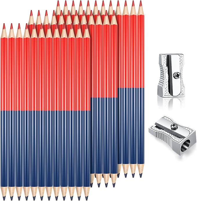 Containlol 36 Pieces Checking Pencils Red and Blue Erasable Pre Sharpened Pencils 2 HB Back to School Essentials with Sharpeners Checking Map Marking Coloring Tests Grading