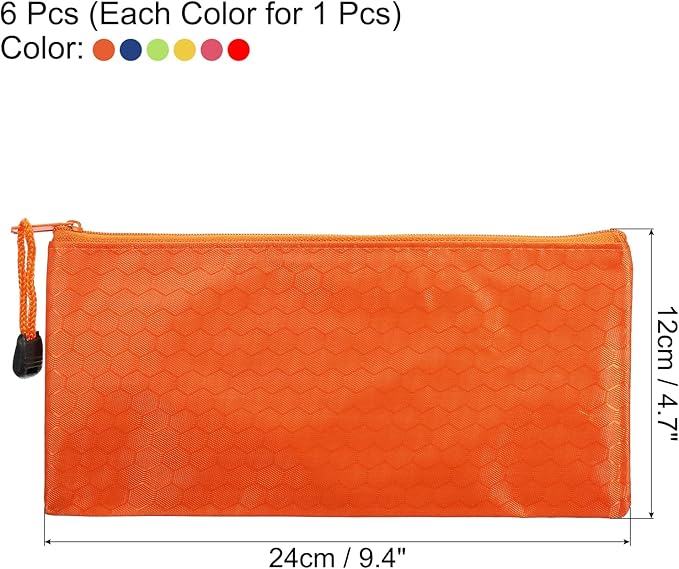 PATIKIL Waterproof Zipper Bags, 6 Pack A6 Pocket File Pouch Storage Accessory for Office Travel Supply, Multicolor
