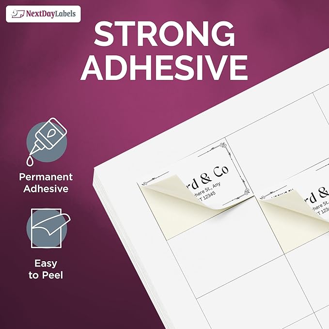 NextDayLabels – 1.5" x 1" Rectangular Sticker Labels for Printer - White Laser/Inkjet Printer Labels Return Address Labels Shipping Label Stickers (50 Sheets, 50 Per Sheet, 2500 Labels)