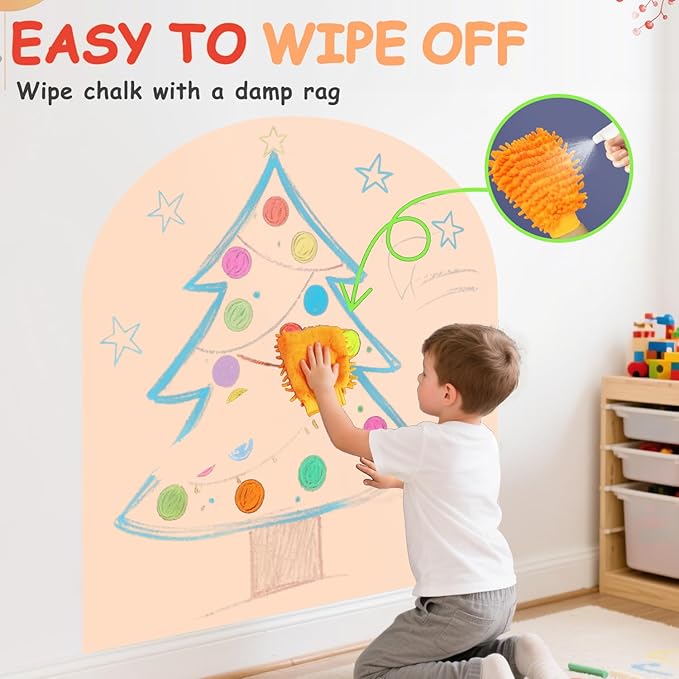 Magnetic Wall Decal 40x32 Inch Milk Tea Color Magnetic Wall Decal Arch Chalkboard with Multiple Accessories for Home Playroom and Classroom