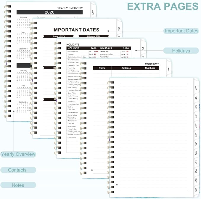 2026 Planner, Weekly and Monthly Calendar Planner Agenda, Jan 2026 - Dec 2026, Planning Academic Book, Office Desk Accessories and School Supplies - A5 (6.3'' x 8.5'')