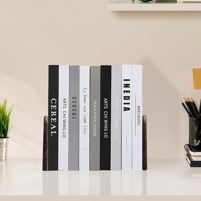 Book Ends, Sturdy Wooden Bookends for Shelves - Heavy Duty Non-Slip Book Organizers, Decorative Bookend Holders for Home Office, Library, Black Walnut Universal Economy Bookend, Small, 1 Pair