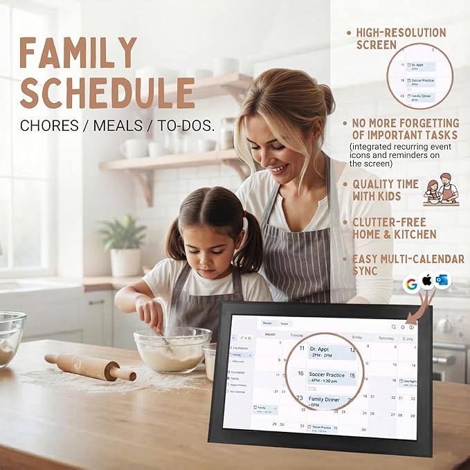 15.6 Inch Digital Calendar Wall Touch Screen, Smart Family Planner with Chore Chart, Electronic Calendar No Subscription, WiFi Touchscreen Daily Planner – Wall Mount & Desk Stand