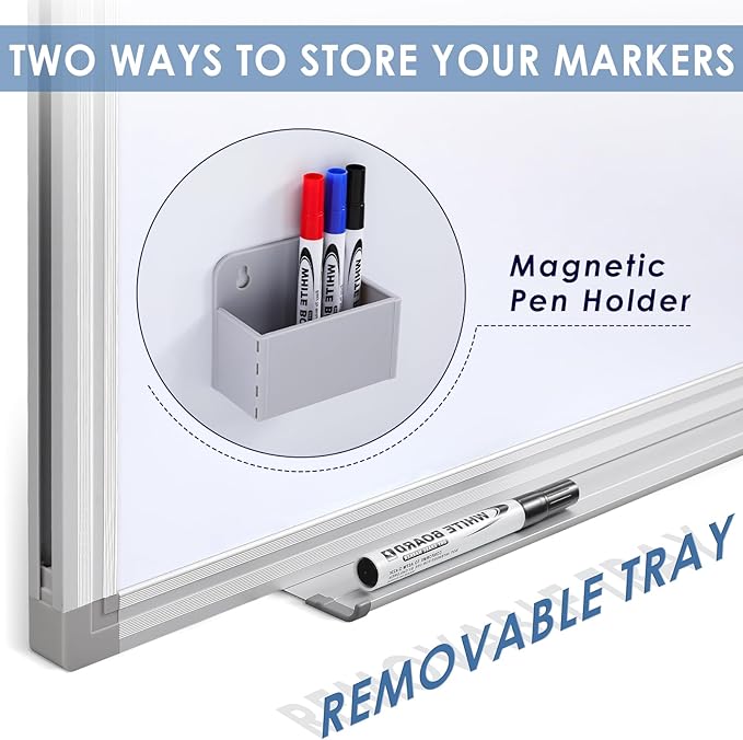 SWANCROWN 72" x 48" Dry Erase Board, Magnetic White Boards for Wall, 4' x 6' Whiteboard with a Long Pen Tray for Classroom and Office