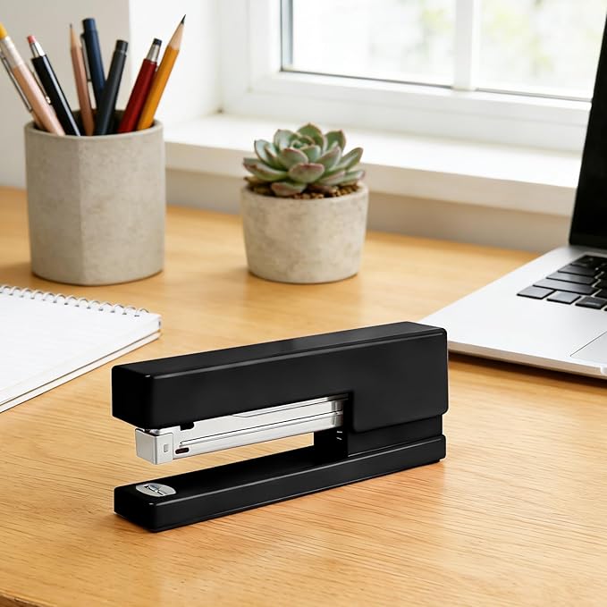 Stapler 25 Sheet Capacity with 830 Staples and Staple Remover, Full Strip Staplers for Desk, No Jam, Non-Slip for Office & School, Black
