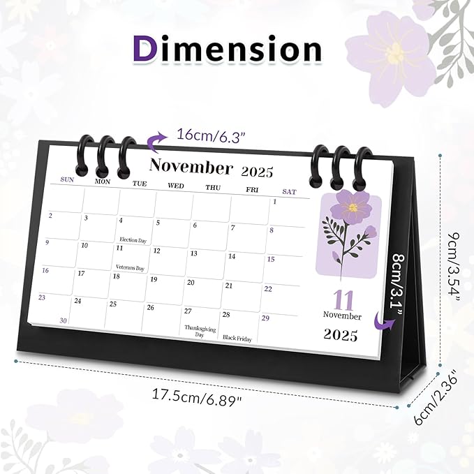 KONVINIT Desk Calendar 2025-2026, 6.3" x 3.1", 2026 Desk Calendar - Runs From Sep. 2025 Until June. 2027, 24 Months Small Desktop Calendar for School, Home and Office Supplies