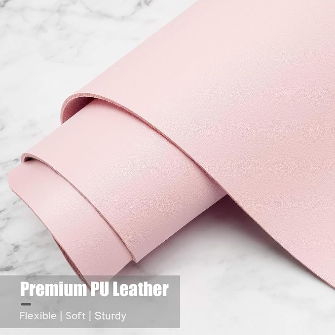 Hsurbtra Desk Pad, 30" x 14" PU Leather Desk Mat, XL Extended Mouse Pad, Waterproof Desktop Blotter Protector, Non-Slip Ultra Thin Large Laptop Keyboard Writing Mat for Office Home, Pink