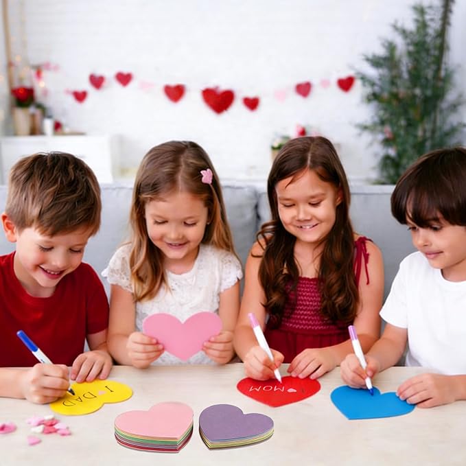 72 Pcs 5.5 Inch Large Heart Paper Cutouts, 9-Color Assorted Heart Shape Die Cut for Bulletin Board Decor,Classroom Wall, Valentine's Day, Mother's Day Decorations, Teacher School Supplies, DIY Crafts