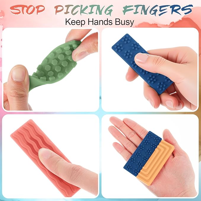 Ireer 6 Pcs Textured Sensory Stickers Silicone Calm Stickers Thick Sensory Strips Different Textures Mental Health Desk Fidget Decals for Anxiety Relief, Autism, ADHD Desk Gift