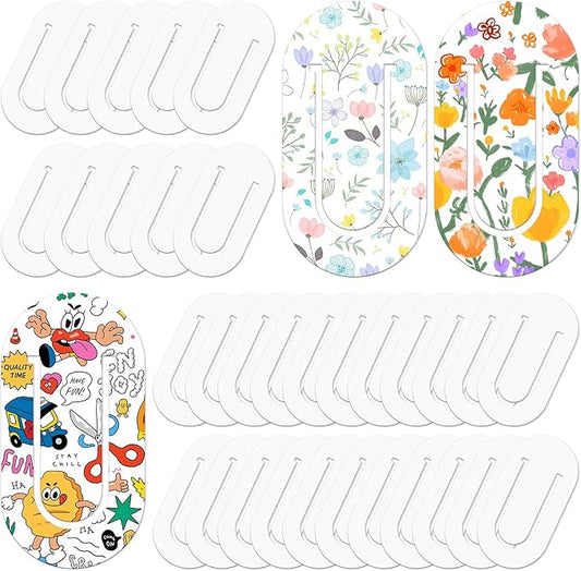 50 Pack Sublimation Bookmark Blank Heat Transfer PET Plastic Paper Clips, Bulk DIY Bookmarks for Book Lovers, Office, School Supplies, Teacher Gifts & Document Organizing