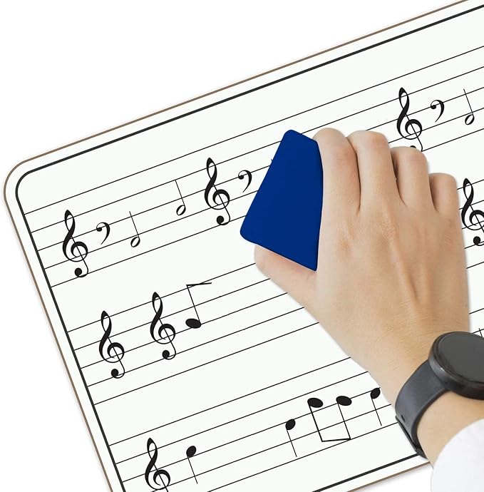 Scribbledo 5 Pack Dry Erase Music Staff White Boards 9" X 12 Inch Lapboard Double Sided Musical Notes whiteboard for Kids Students, Musicians and Home (5 Erasers Included)