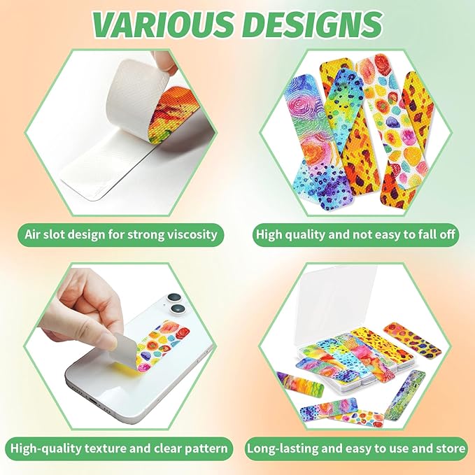 48 Pieces Calm Anxiety Sensory Stickers - Sensory Strips Different Textures with Storage Box for Office - Adult & Teen Stress and Fidget Relief Stickers (Mottle Style)