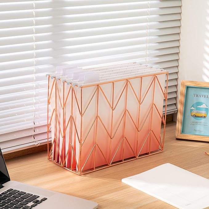6 Pack Gradient Hanging File Folder Letter Size Reinforced Hanging Folders with 1/5-Cut Adjustable Tabs File Folders for Filing Cabinet Organizer for Office Home, Assorted Colors