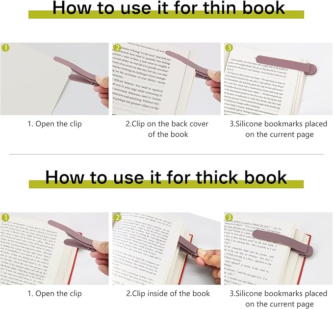 SMUK 3pcs Automatic Bookmark, Silicone Book Marks for Reading Women, Men, Kids, Book Lovers, Cute Unique Book Markers for Reading, Reading Accessories Gifts for Book Lovers