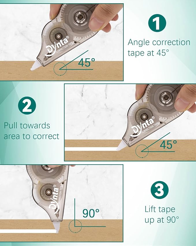 Dynta Correction Tape 28 Pack, White Mistake Out, Transparent Dispenser, 1/5 Inch X 32.8 Ft (5mmx10m), Correction Supplies Ergonomic Design Instant Fixes