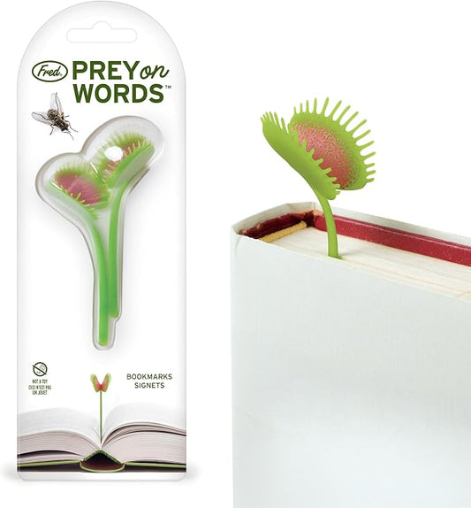 Genuine Fred Prey ON Words Venus Flytrap Bookmarks, Set of 2 Page Markers, Soft and Flexible Silicone, 3" Tall, for Plant and Book Lovers