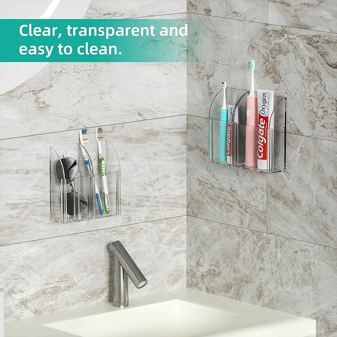 Wall Remote Control Holder Acrylic Bathroom Shelves 2 pack Adhesive Shelf Wall Mount for Room Decor Storage Organize Container for Kitchen, Bathroom,Home Office Phone Charging Storage Box(S)