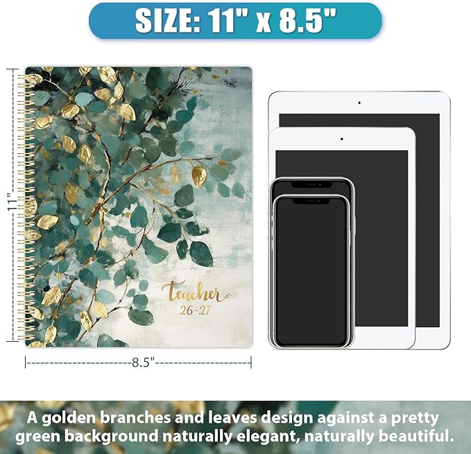 Teacher Planner 2026-2027 - Teacher Lesson Planner, July 2026 - June 2027, 8.5" x 11", 2026-2027 Planner Weekly and Monthly, Lesson Plan Book for Teachers, Colorful Tabs, Inner Pocket