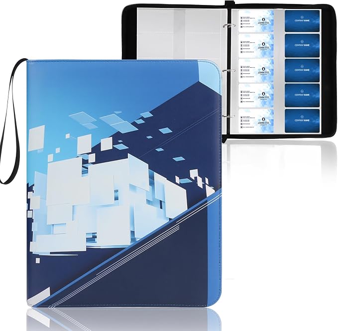 Leather Business Card Book Holder Organizer, Professional Name Card Book Holder with 800 Card Capacity, Portable PU Credit Card Binder File Sleeve Storage for Men Women,40 Pack Sleeves Zipper Closure
