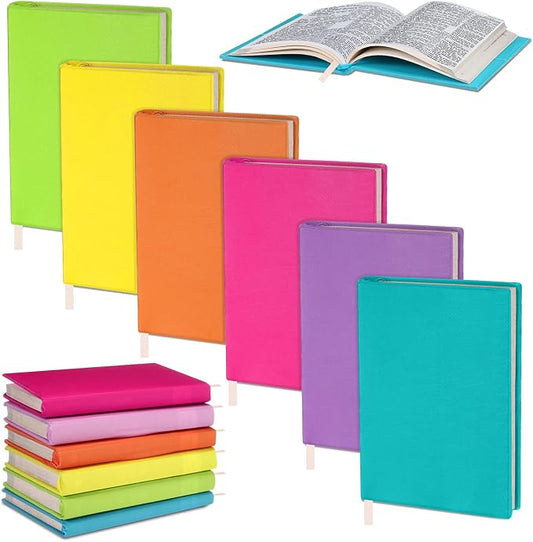 Gilprop 6 Pack Stretchable Book Covers 9-11 Inch Colored Fabric Reusable Book Protector Sleeve for Hardcovers Textbook Protection Supplies(Neon Color)