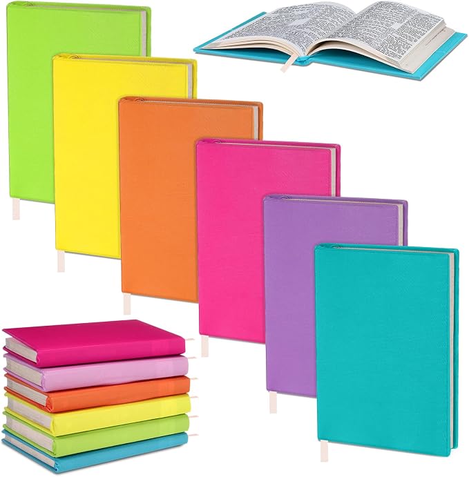 Gilprop 6 Pack Stretchable Book Covers 6-9 Inch Colored Fabric Reusable Book Protector Sleeve for Hardcovers Textbook Protection Supplies(Neon Color)