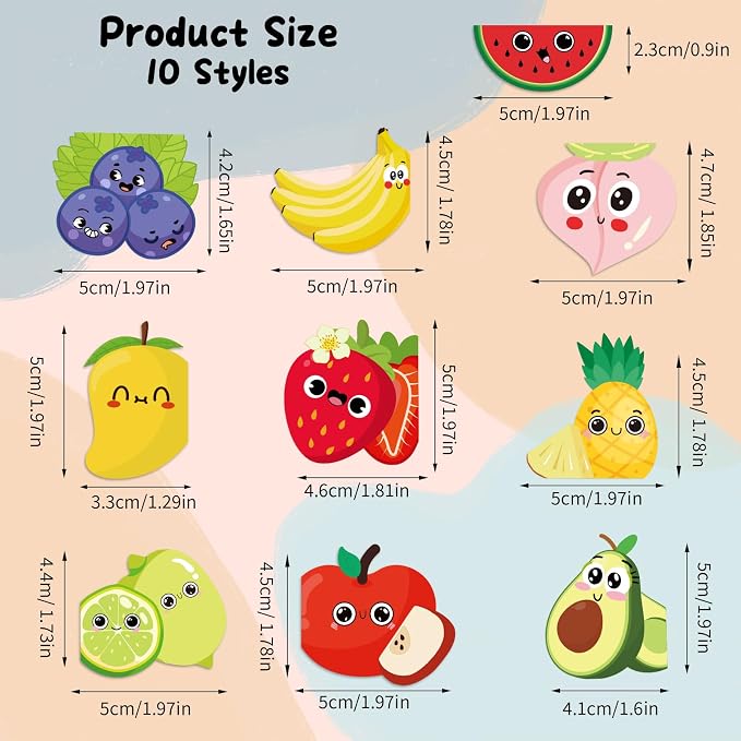 10Pcs Fruit Scented Magnetic Bookmarks, Cute Fruits Bookmark Gifts for Reading Boys & Girls, Bookish Gift for Book Lovers, Children's Day Gift for Kids
