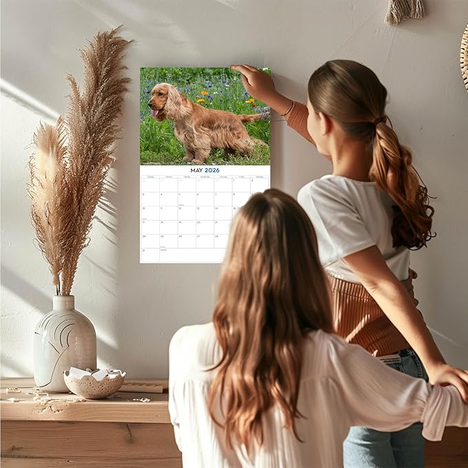2025 2026 English Cocker Spaniel Calendar - Dog Breed Monthly Wall Calendar - 12" x 18" Open - Thick No-Bleed Paper - Giftable - Academic Teacher's Planner Calendar Organizing & Planning - Made in USA