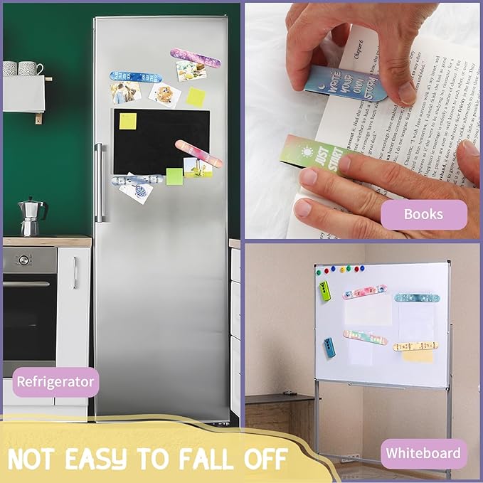 Kaluofan Larger Size 15PCS Inspirational Magnetic Bookmarks, Double Sided Magnet Book Markers Page Clip for Students Teachers Reading Supplies