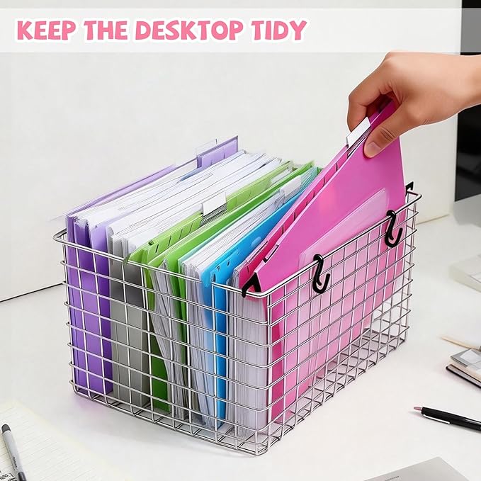 12 Pack Plastic Extra Capacity Hanging File Folders, Expanding Hanging File Folder Letter Size, File Cabinet Folders for Filing Cabinet Office Home, 6 Colors