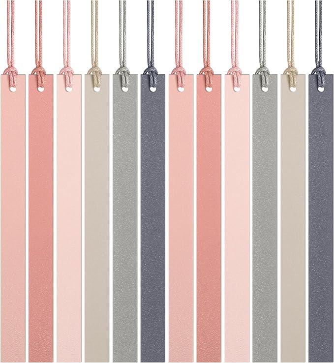 Kosiz 12 Pcs Leather Bookmarks Colorful Engravable Blank Leather Bookmarks Back to School Gifts for Men Women Teachers Students Book Lovers Reading Supplies(Pink)
