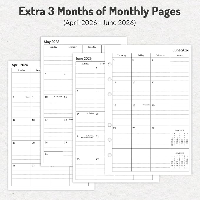 Forvencer 2026 Weekly & Monthly Planner Refills for A5 6-Ring Binders, July 2026 - Jun 2027, 6-Hole Punched Planner Inserts with Colorful Monthly Tabs, Small Calendar Organizers, 5-3/4" x 8-1/4"